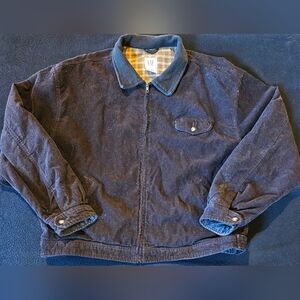 Vintage GAP Corduroy Jacket Detroit Style Brown, Plaid Lined Size XL 1990's